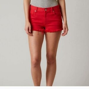 PAIGE Women's Vibrant Red Jean Shorts